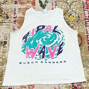 Vintage Bush Gardens Tidal Wave Ride Vacation Tourism Destination Travel 80s Tee